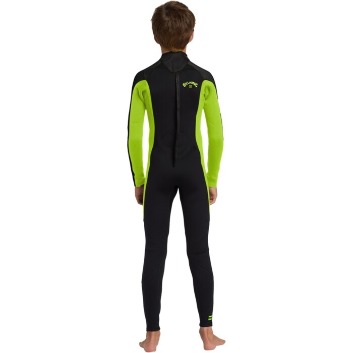 2024 Billabong Junior Foil 4/3mm Back Zip Wetsuit ABBW100143 - Fluro Lime